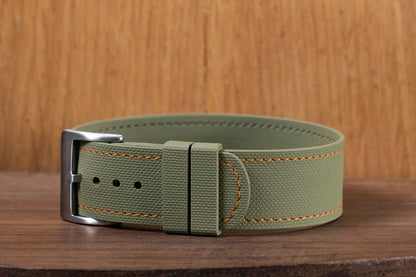 Watch Strap One piece fkm rubber Khaki couture orange