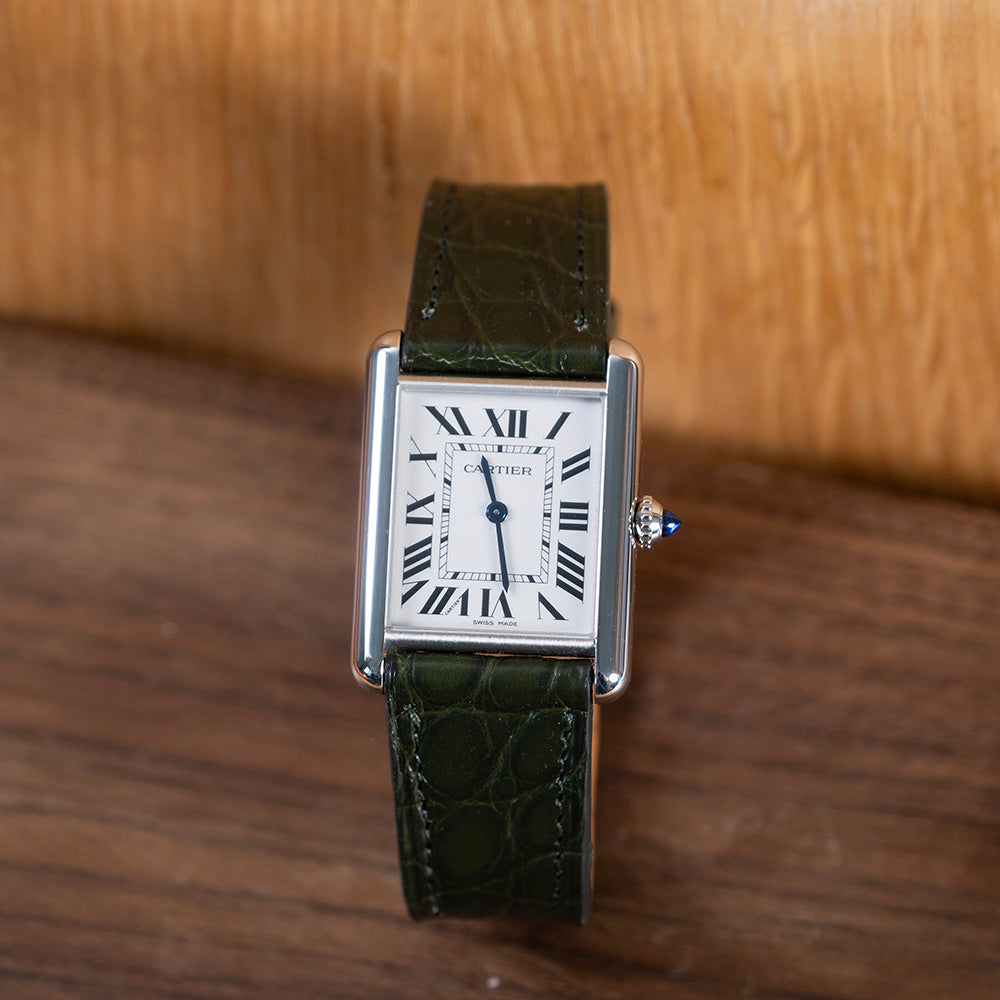 Bracelet alligator vert anglais écailles rondes