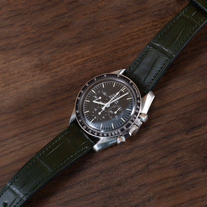 Bracelet alligator vert anglais  écailles carrées