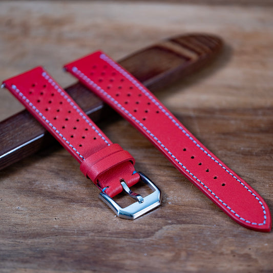 Bracelet veau rouge pour Yema x secondeseconde