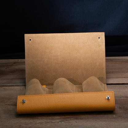 Pochette 3 Montres veau grainé orange