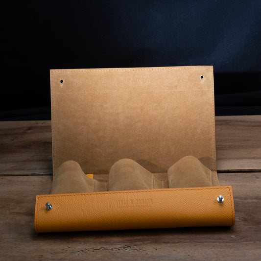 Pochette 3 Montres veau grainé orange