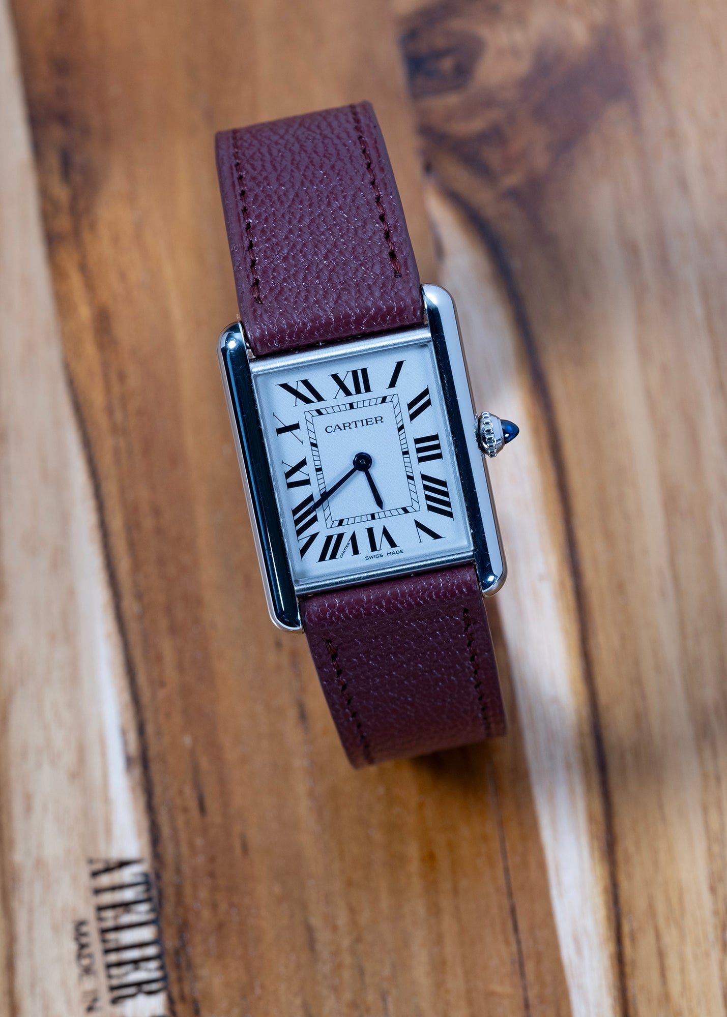 Bracelet de montre chèvre Bordeaux