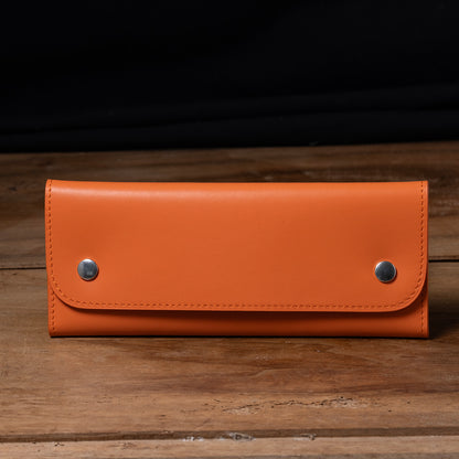 Pochette souple 2 montres cuir  orange denim