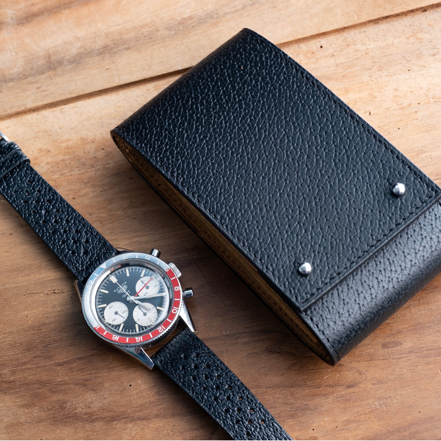 Etui une montre pigskin noir - Atelier romane