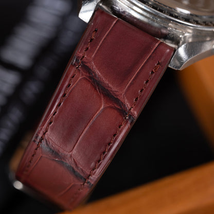 Bracelet alligator bordeaux écailles carrées