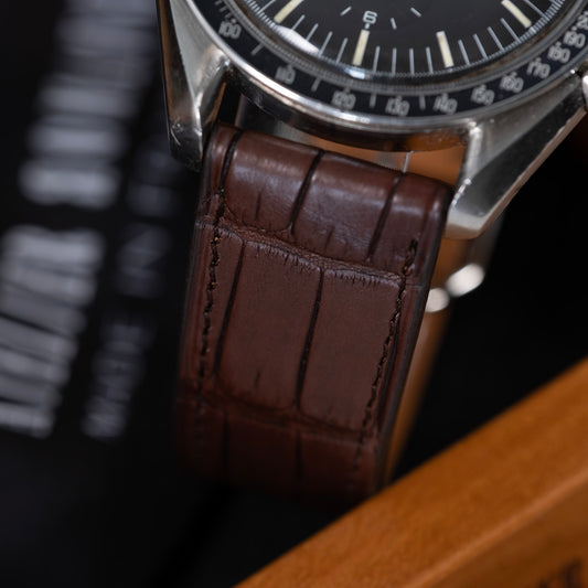Bracelet alligator Brun écailles carrées