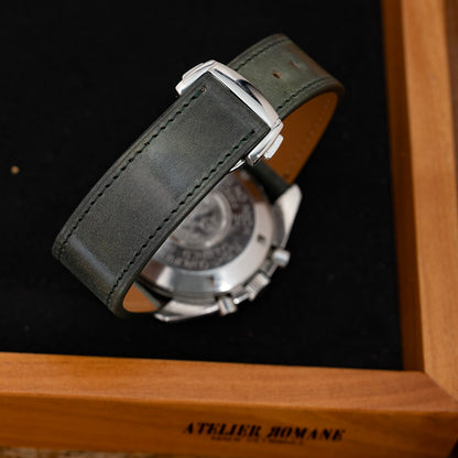 Bracelet shell cordovan vert marbré compatible boucle déployante omega
