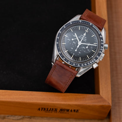Bracelet shell cordovan marron marbré compatible boucle déployante omega