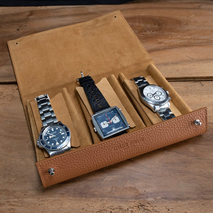 Pochette 3 Montres taurillon naturel - Atelier romane