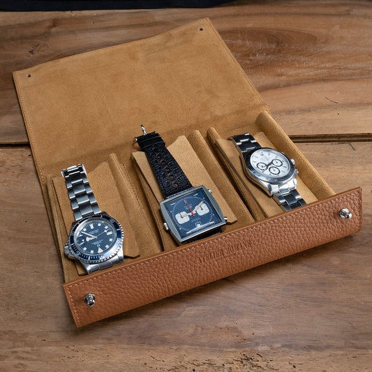 Pochette 3 Montres taurillon naturel - Atelier romane