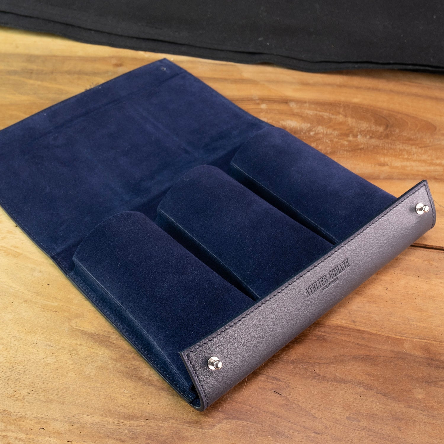 3 Slots watch wallet navy blue- Atelier romane