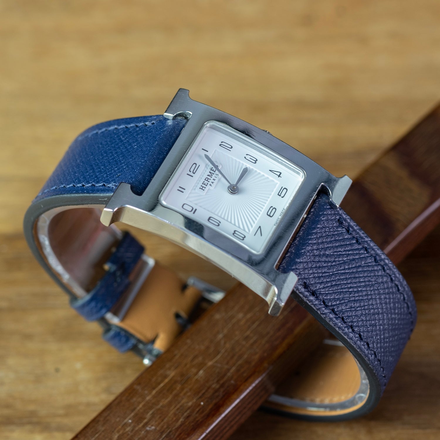 Bracelet de montre cuir saffiano bleu - Atelier romane