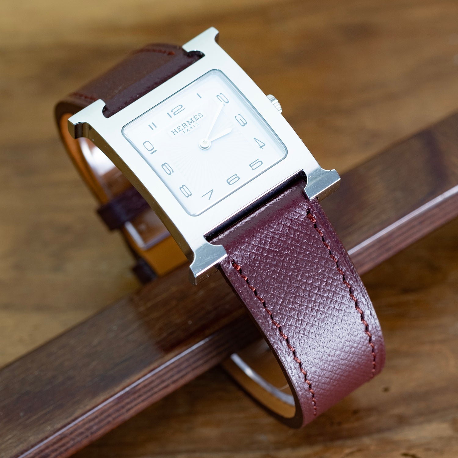 Bracelet de montre cuir saffiano Bordeaux - Atelier romane