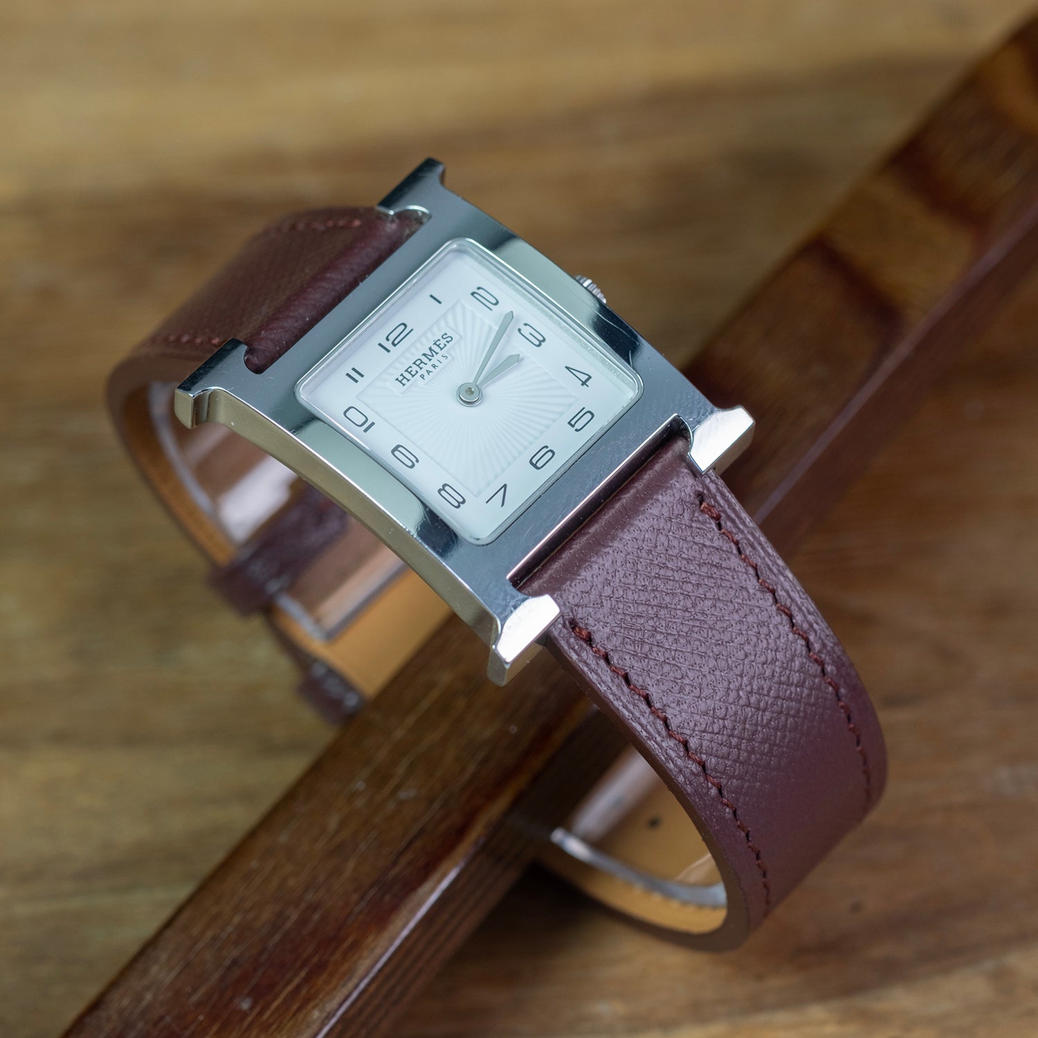 Bracelet de montre cuir saffiano Bordeaux - Atelier romane