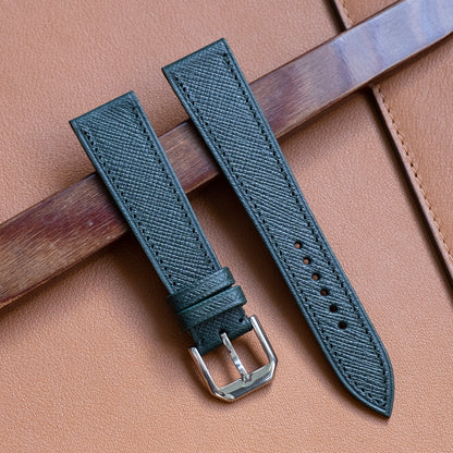 Watch Strap English green saffiano leather  - Atelier romane