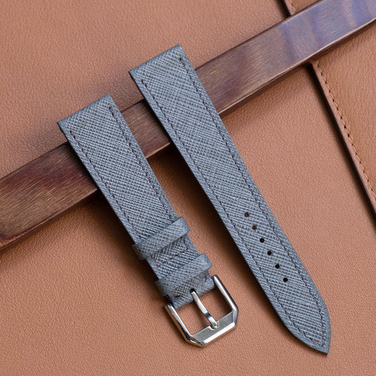 Watch Strap watch case Calf grained Saffiano grey - Atelier romane