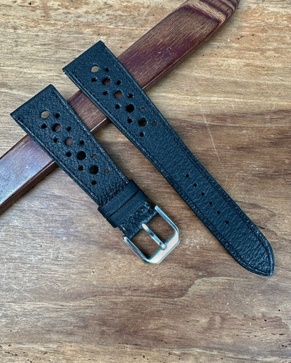 Watch Strap pig skin black rally watch - Atelier romane