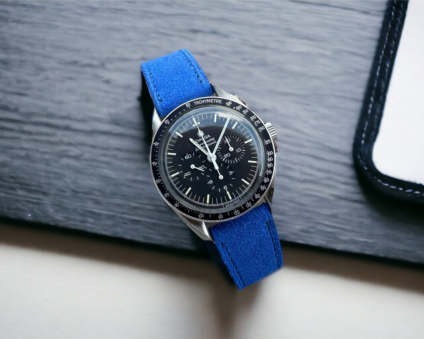Watch Strap electric blue suede