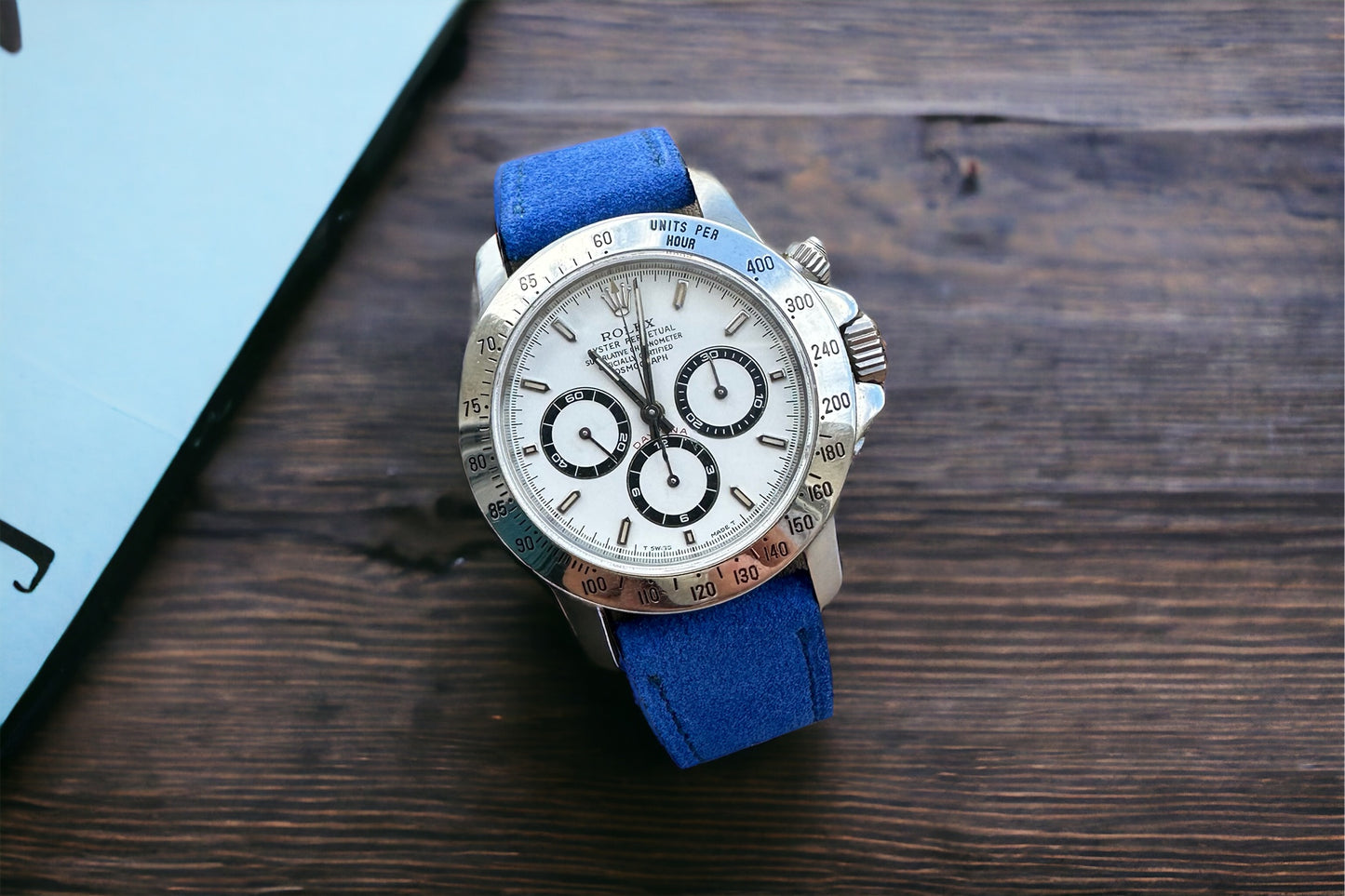 Watch Strap electric blue suede