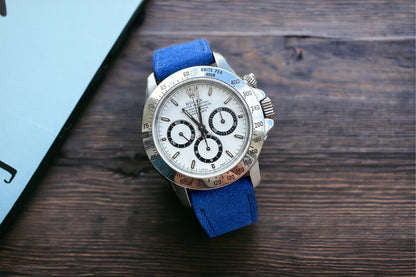 Watch Strap electric blue suede