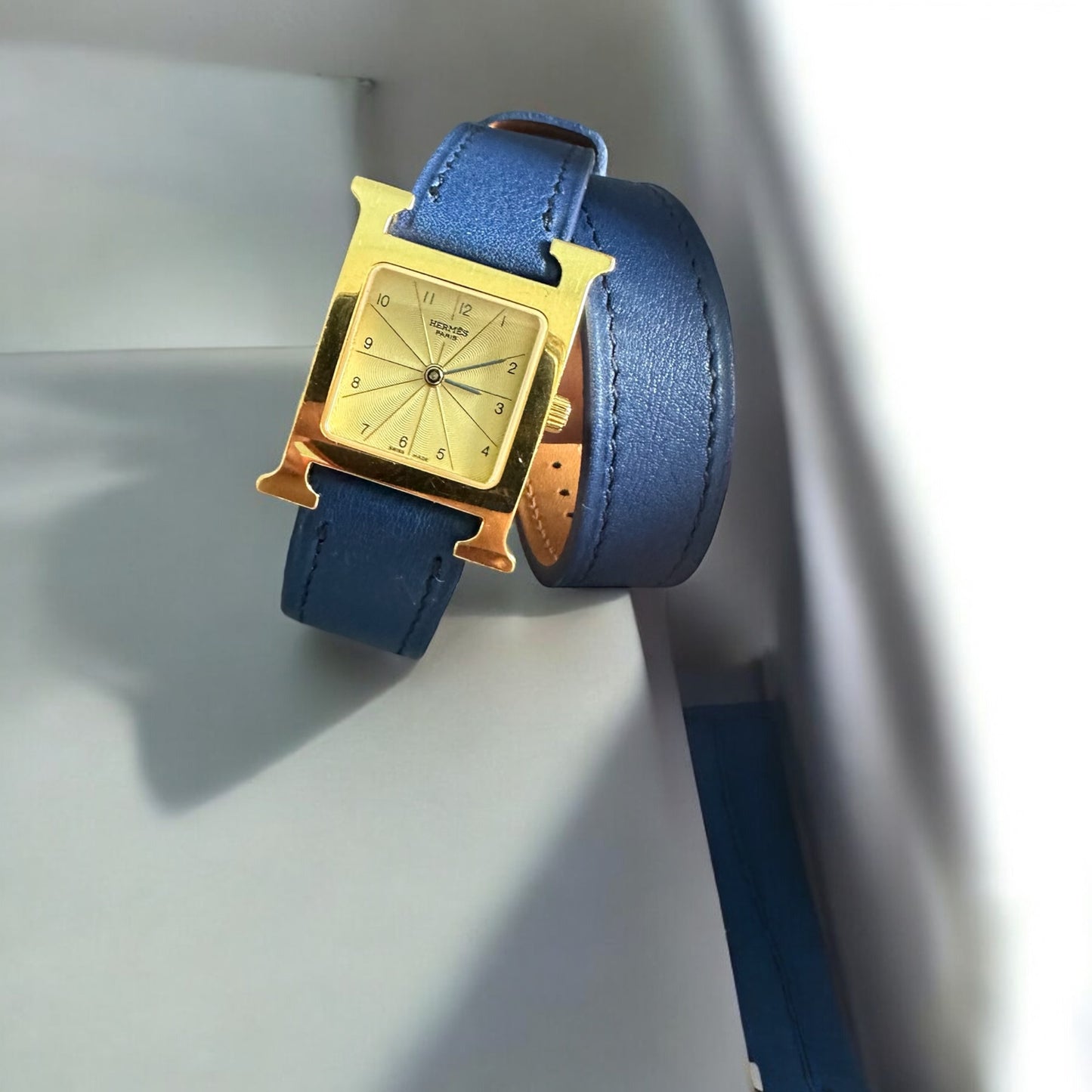 Bracelet Double Tour veau Bleu
