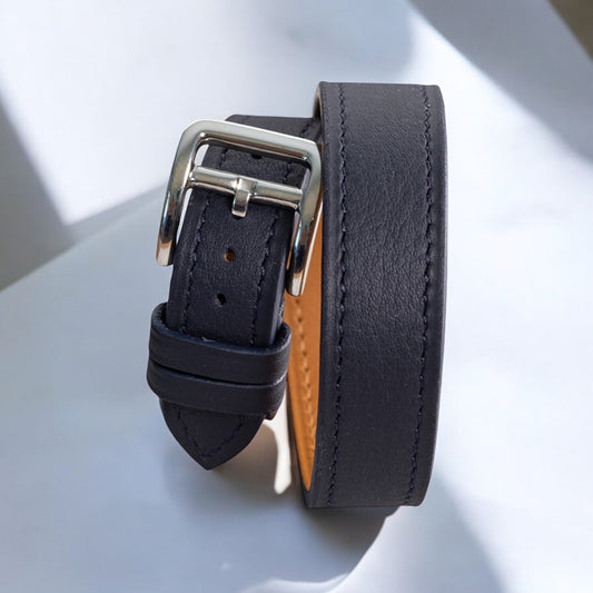 Watch Strap Double Tour Calf Navy Blue