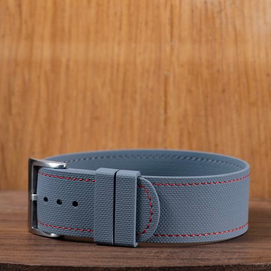 Watch Strap One piece fkm rubber grey couture red