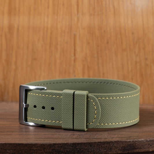 Watch Strap One piece fkm rubber khaki couture yellow