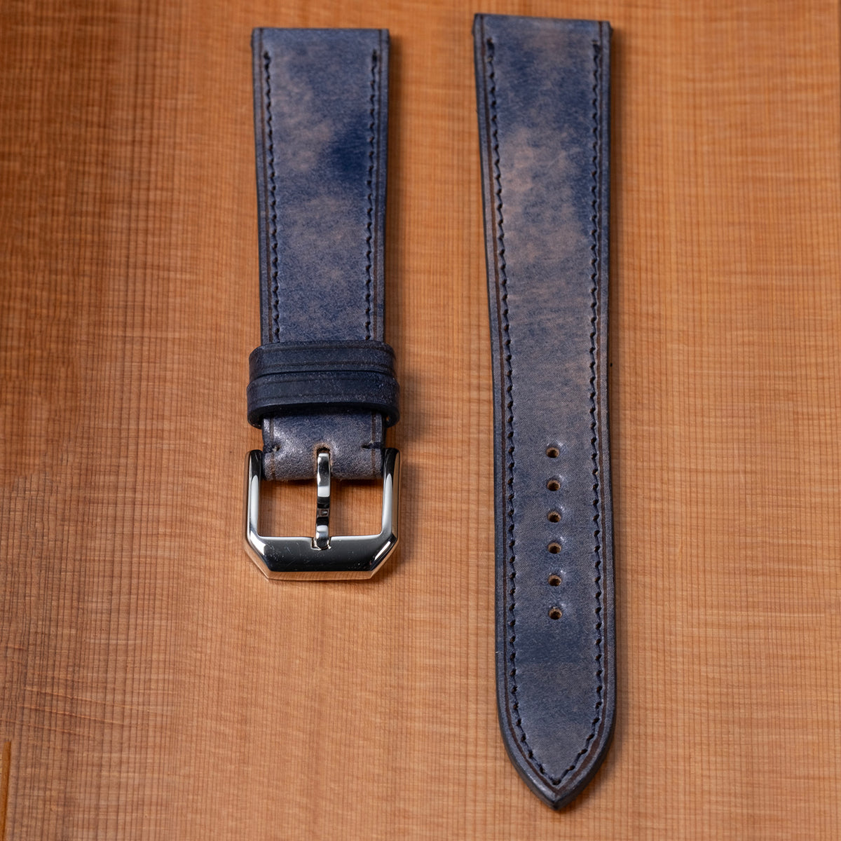 Bracelet de montre shell cordovan bleu marbré