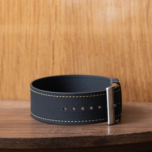 Watch Strap One piece fkm rubber black couture yellow