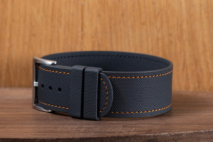 Watch Strap One piece fkm rubber Black couture orange