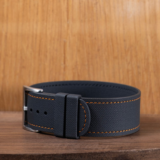 Watch Strap One piece fkm rubber Black couture orange