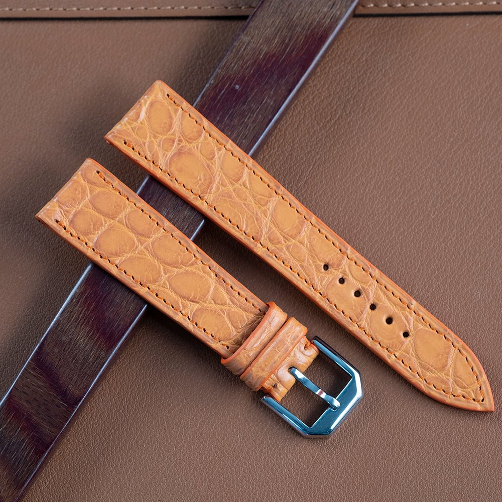 Bracelet alligator orange écailles rondes - Atelier romane