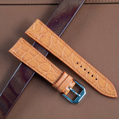 Bracelet alligator orange écailles rondes - Atelier romane