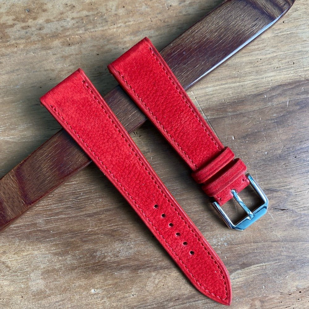 Bracelet de montre nubuck rouge - Atelier romane