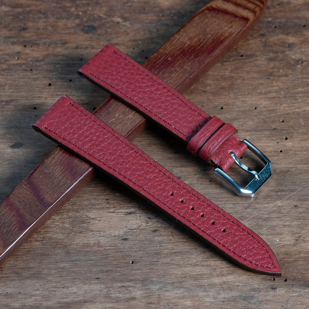 Bracelet de montre taurillon bordeaux - Atelier romane