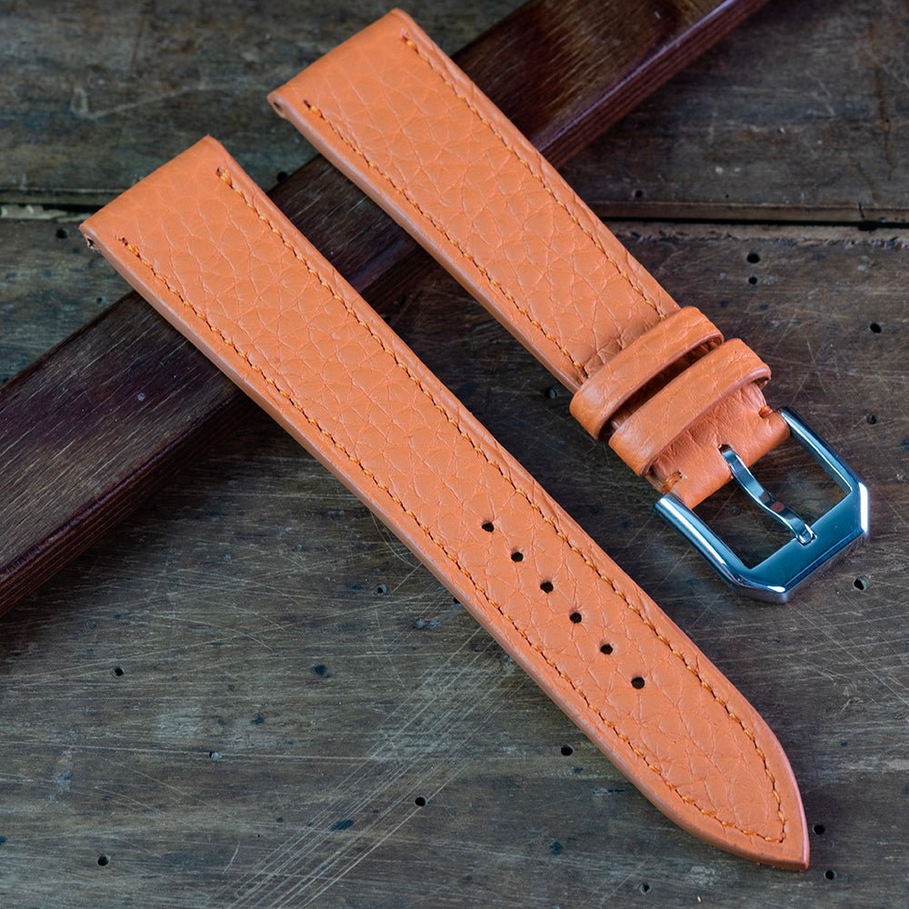 Bracelet de montre taurillon orange - Atelier romane