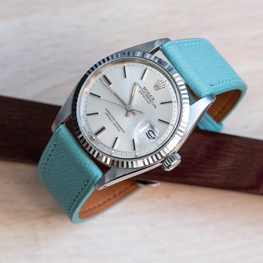 Bracelet de montre chèvre bleu tiffany - Atelier romane