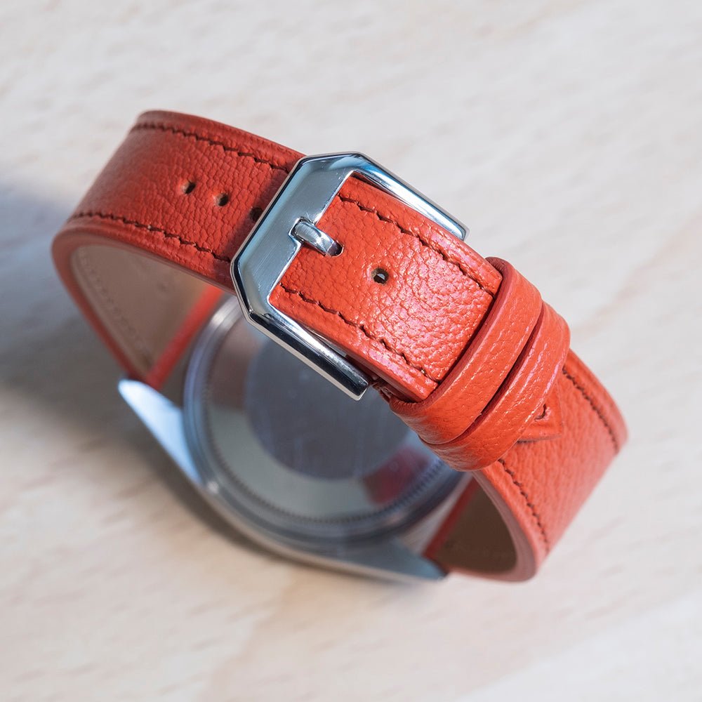 Bracelet de montre chèvre orange - Atelier romane