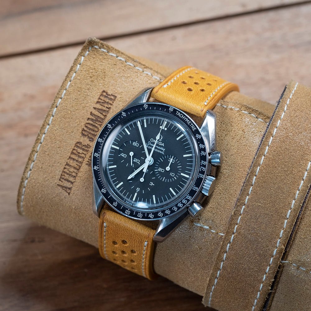Watch Strap ochre Tuscany racing compatible with omega folding clasp - Atelier romane