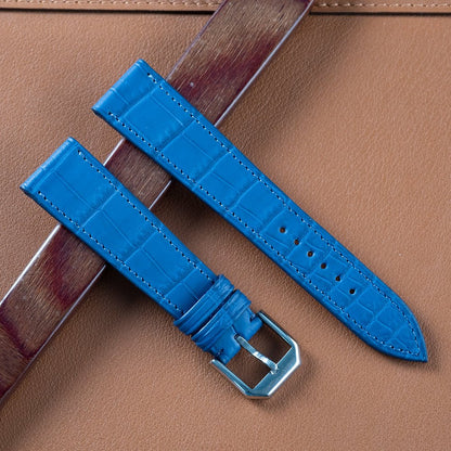 Bracelet alligator écailles carrées bleu - Atelier romane