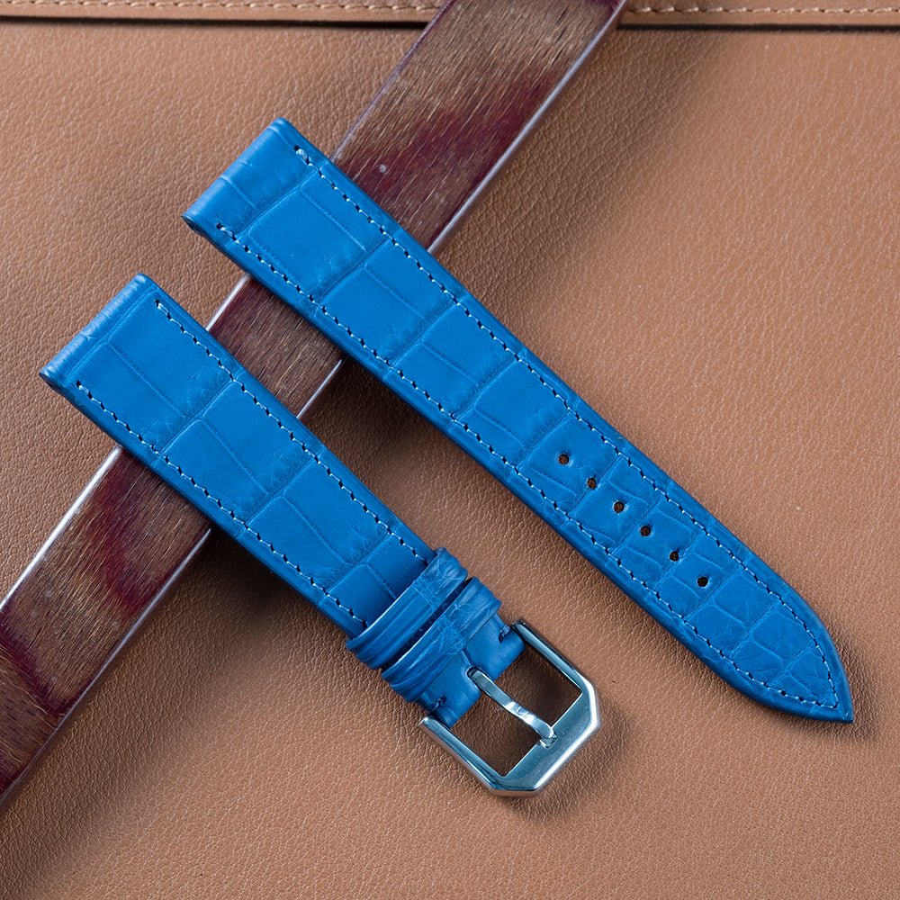 Watch Strap alligator square scales blue - Atelier romane