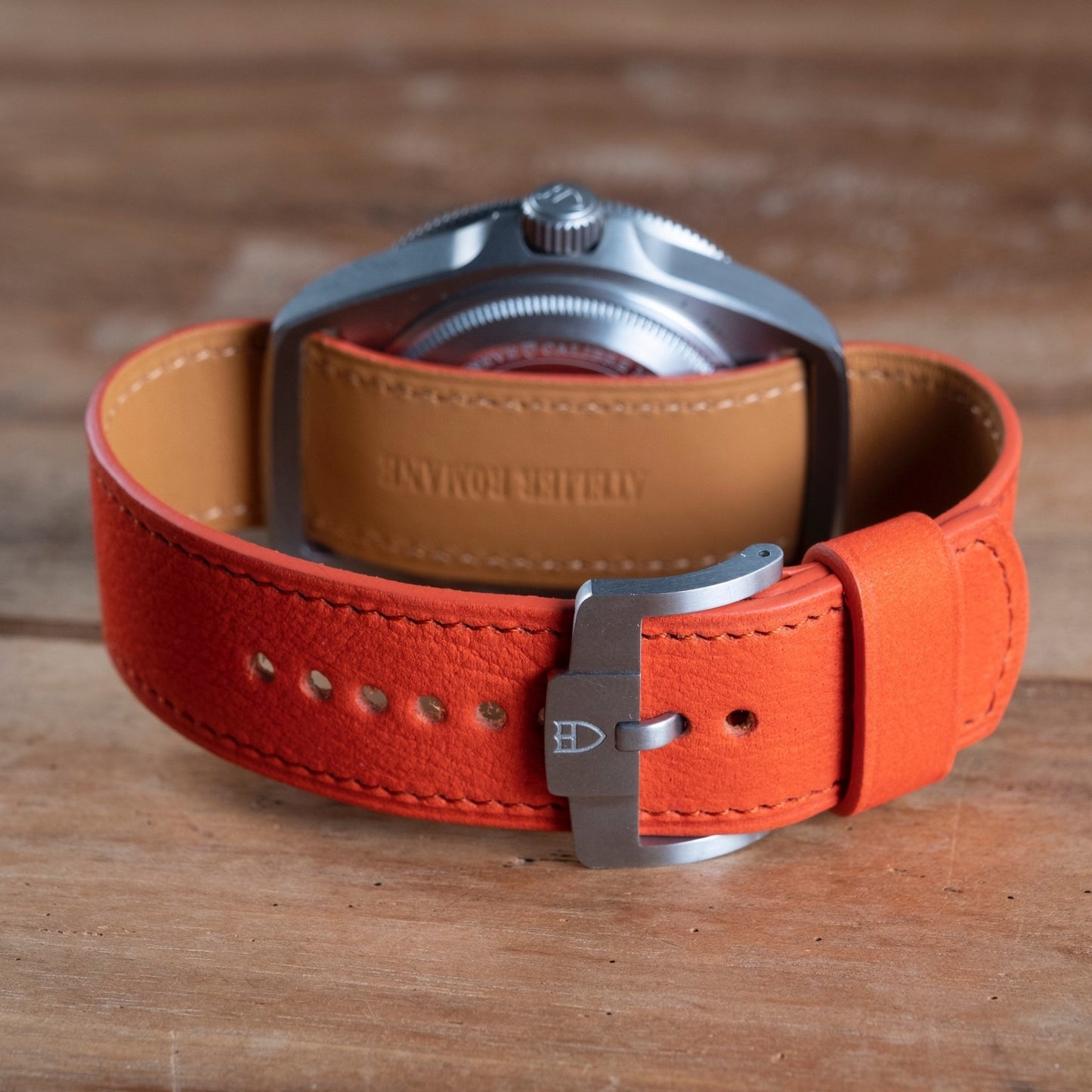 Watch Strap MN Nubuck orange - Atelier romane