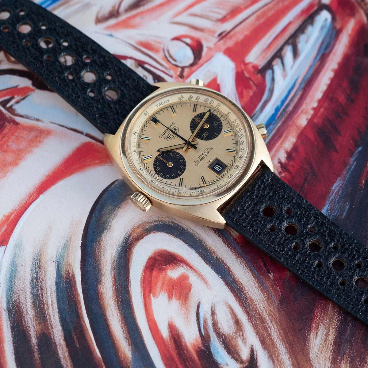 Watch Strap pig skin black rally watch - Atelier romane