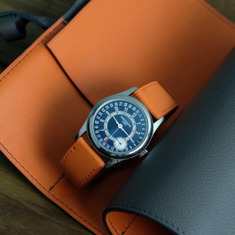 Bracelet de montre veau orange - Atelier romane