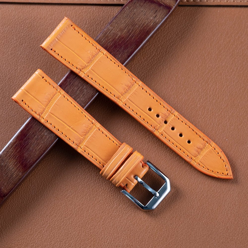 Bracelet alligator écailles carrées orange - Atelier romane