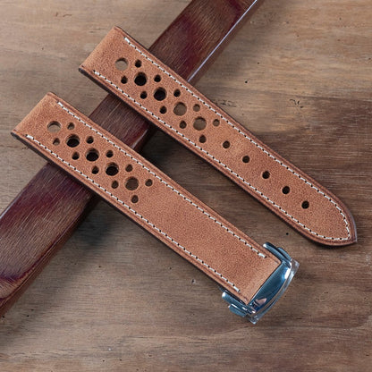 Bracelet épais 22 mm Cuir véritable Brun pour montre Bracelet épais 22 mm Cuir véritable Brun pour montre