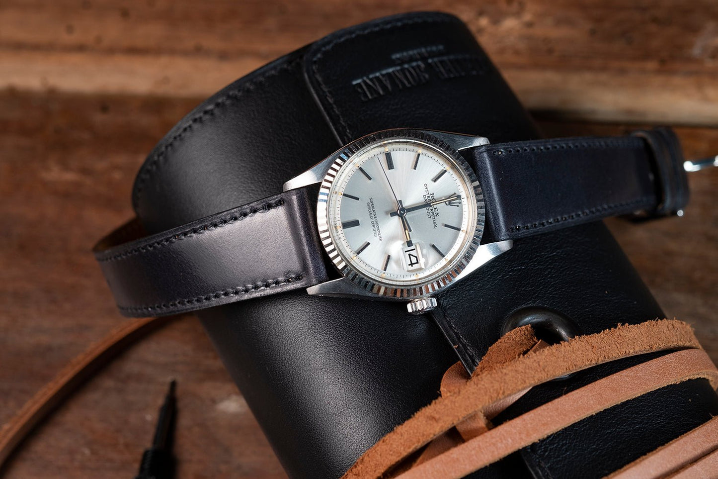 Bracelet de montre shell cordovan noir - Atelier romane