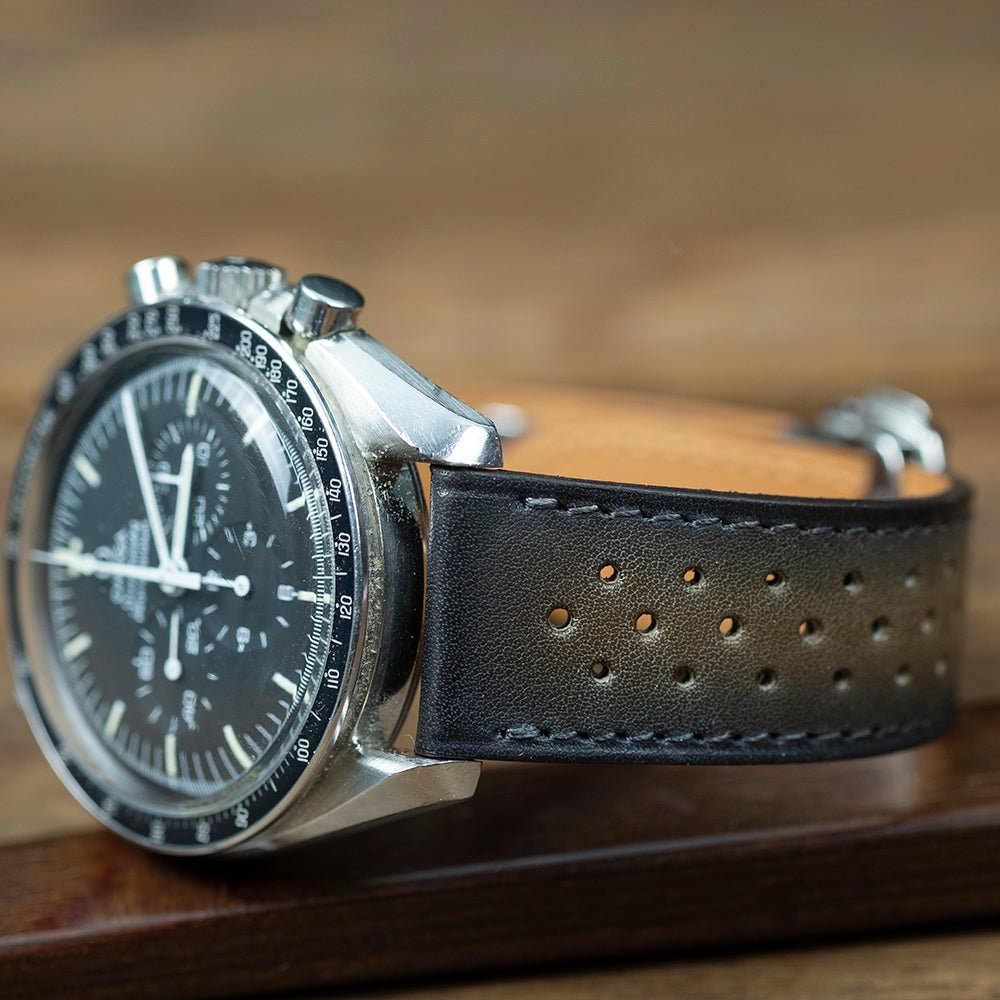 Bracelet racing patine ébène compatible boucle déployante omega - Atelier romane